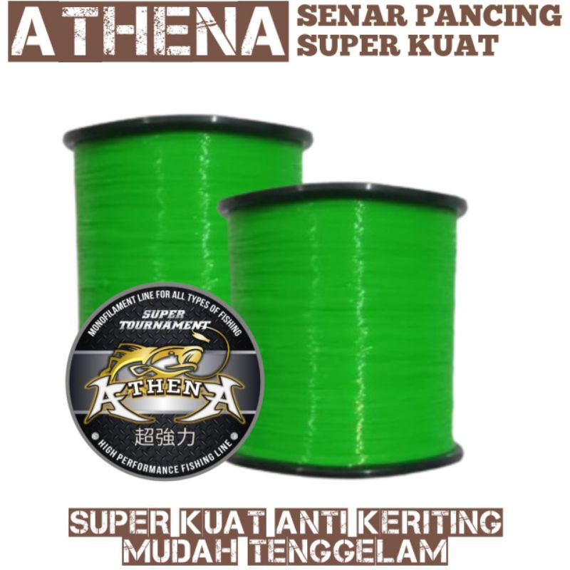 senar pancing Athena 1800m hijau stabilo senar pancing kuat anti keriting senar pancing super kuat
