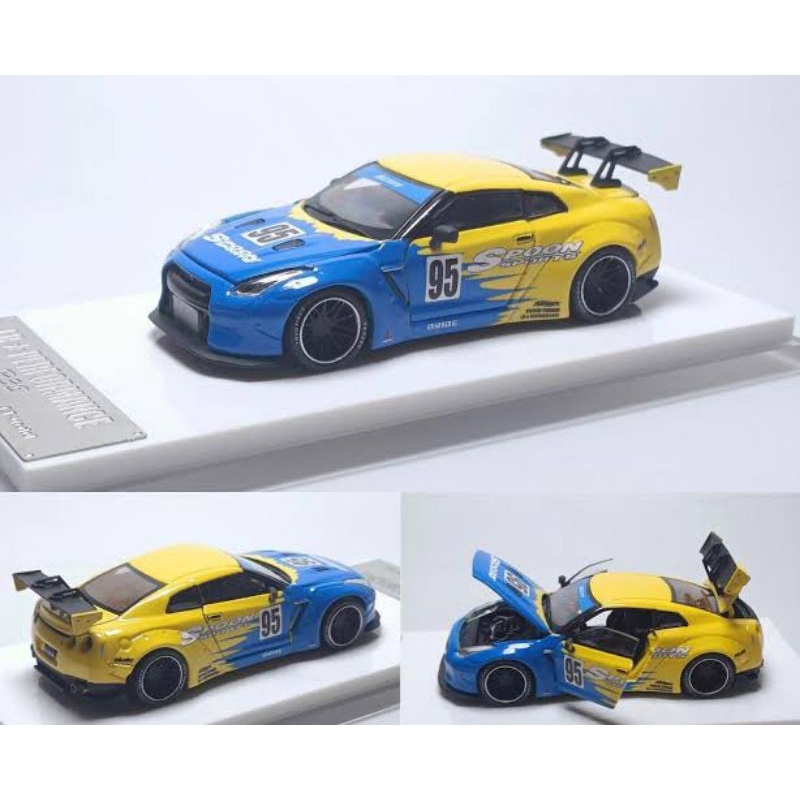 Old time model 1:64 LB GTR R35 High wing yellow blue Spoon full open part Limited edition