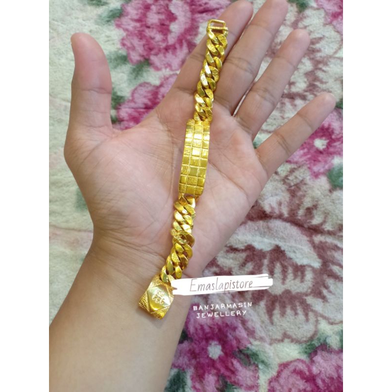 Gelang Plat Grafis Papan Catur Lapis Emas 999 Banjar