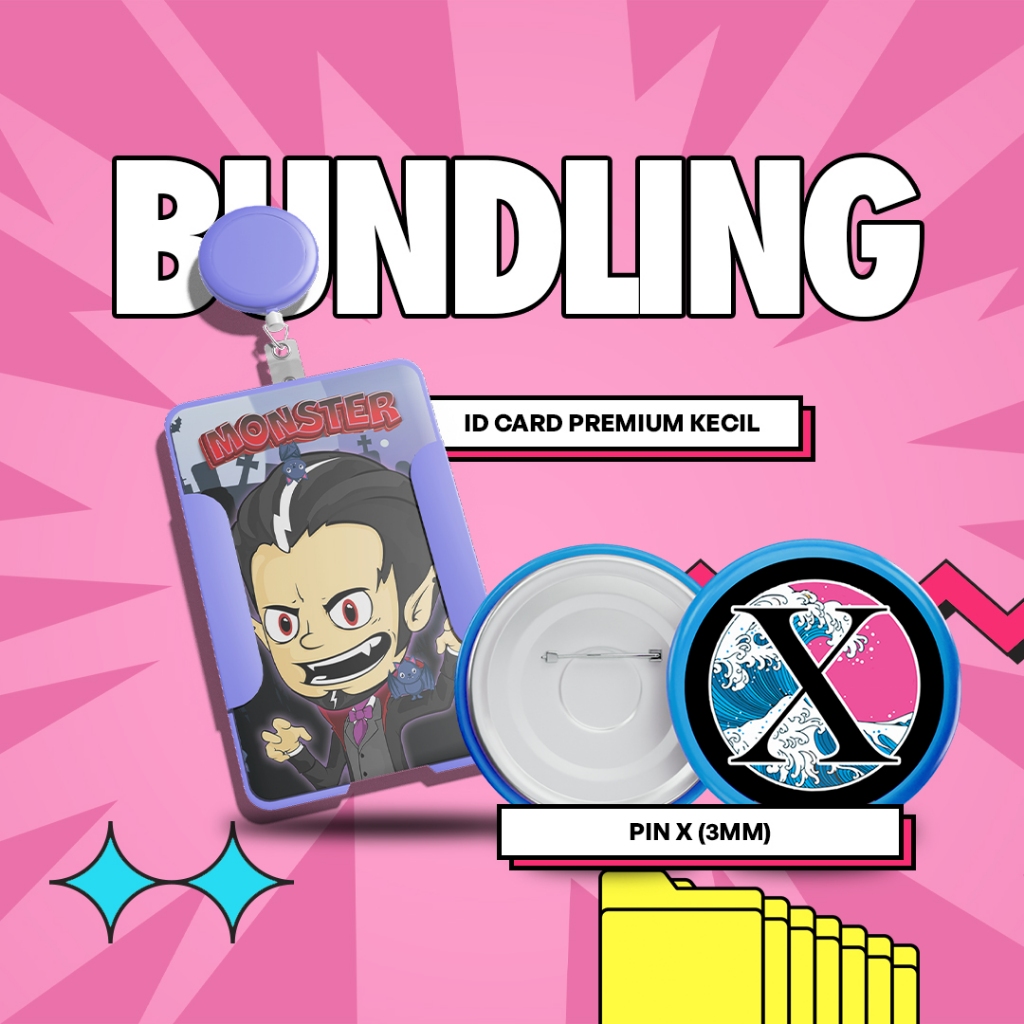

[PAKET BUNDLING] ID Card PREMIUM Ukuran Kecil + Pin Model X Ukuran 3mm - Isi 2 pcs - Sepasang
