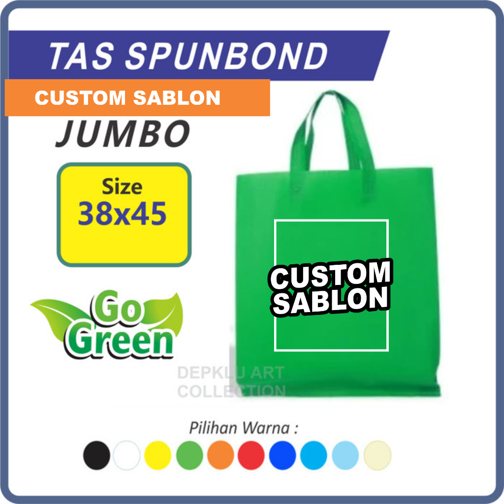 

Tas spunbond sablon 38X45 - Goodie bag Custom sablon Tas Spunbon Jumbo
