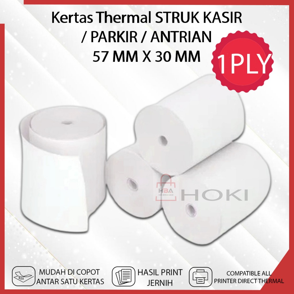 

Kertas Thermal STRUK Toko Nota Kasir 57 X 30 1PLY HVS Printer Resi Paket Usaha Online Shop