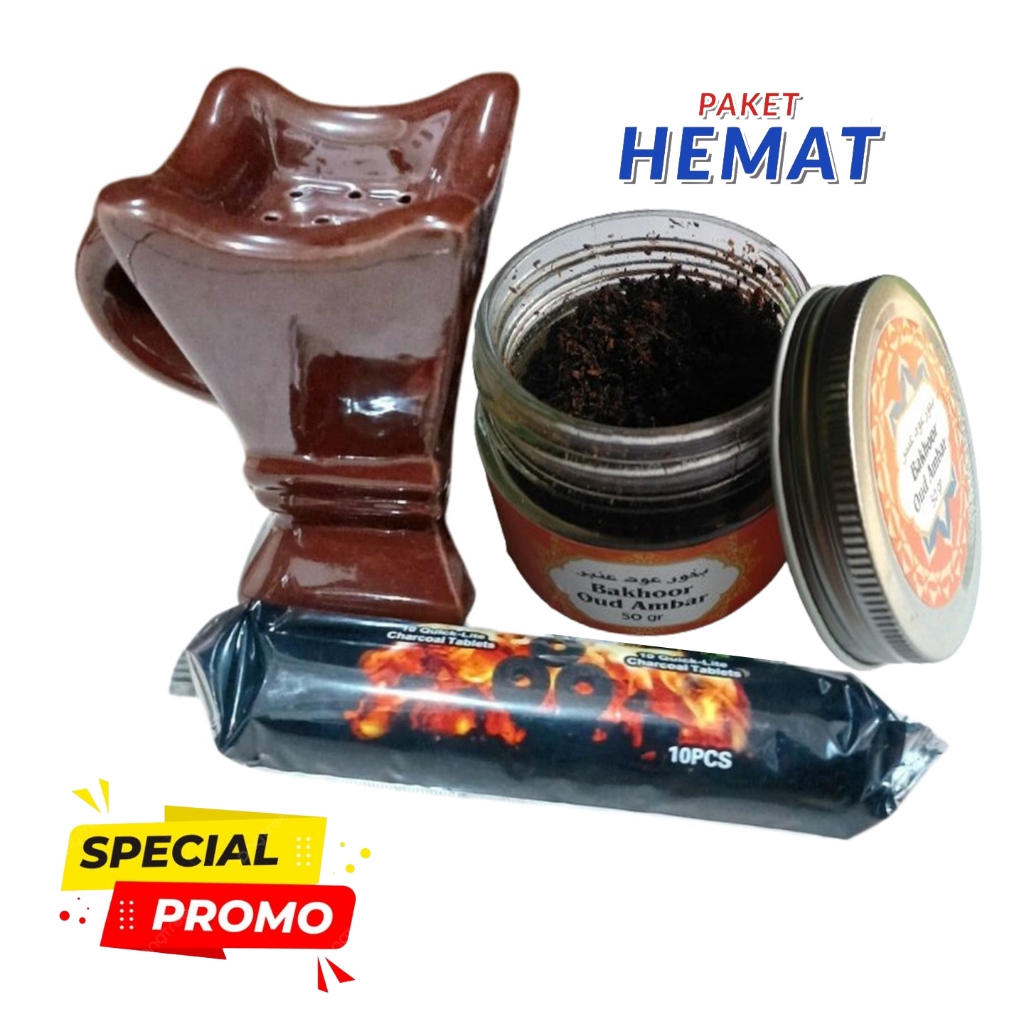 Paket hemat bukhur oud ambar isi 50gr prapen plus arang