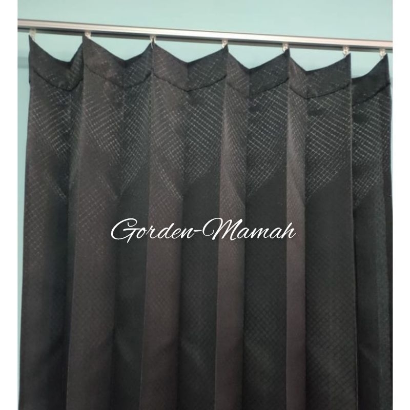 Gorden Sido Polos Hitam/Hordeng Pintu/Tirai Jendela Minimalis/Gordyn Cantolan Kawat