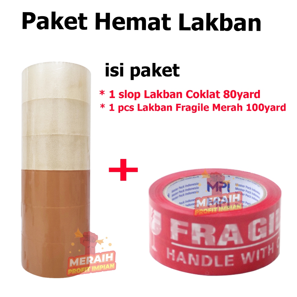 

Paket Combo Murah!!! 3 PCS Lakban Coklat + 3 PCS Lakban Bening MPI 45 mm x 80 yard + 1 Pcs Lakban Fargile Merah 48 mm x 100 yard
