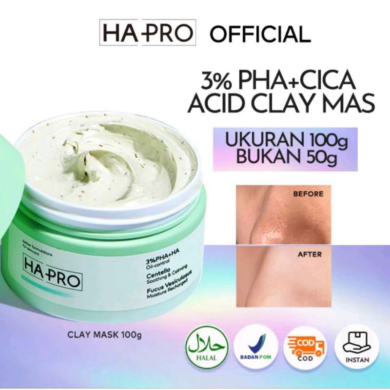 HA PRO Cica Clay Mask 100gr | Acne Clay Mask | Clay Mask | Masker Jerawat
