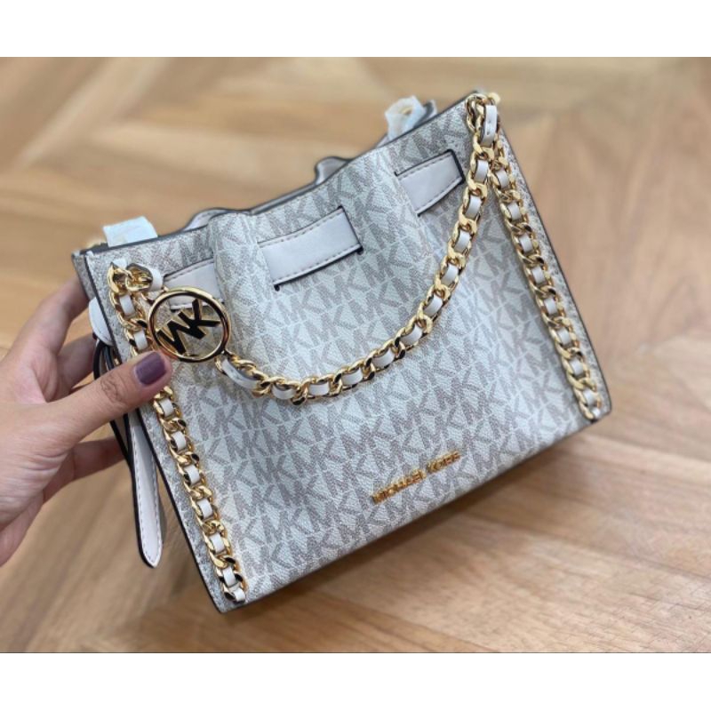 mk bag signature mina small chain crossbody light cream multi original