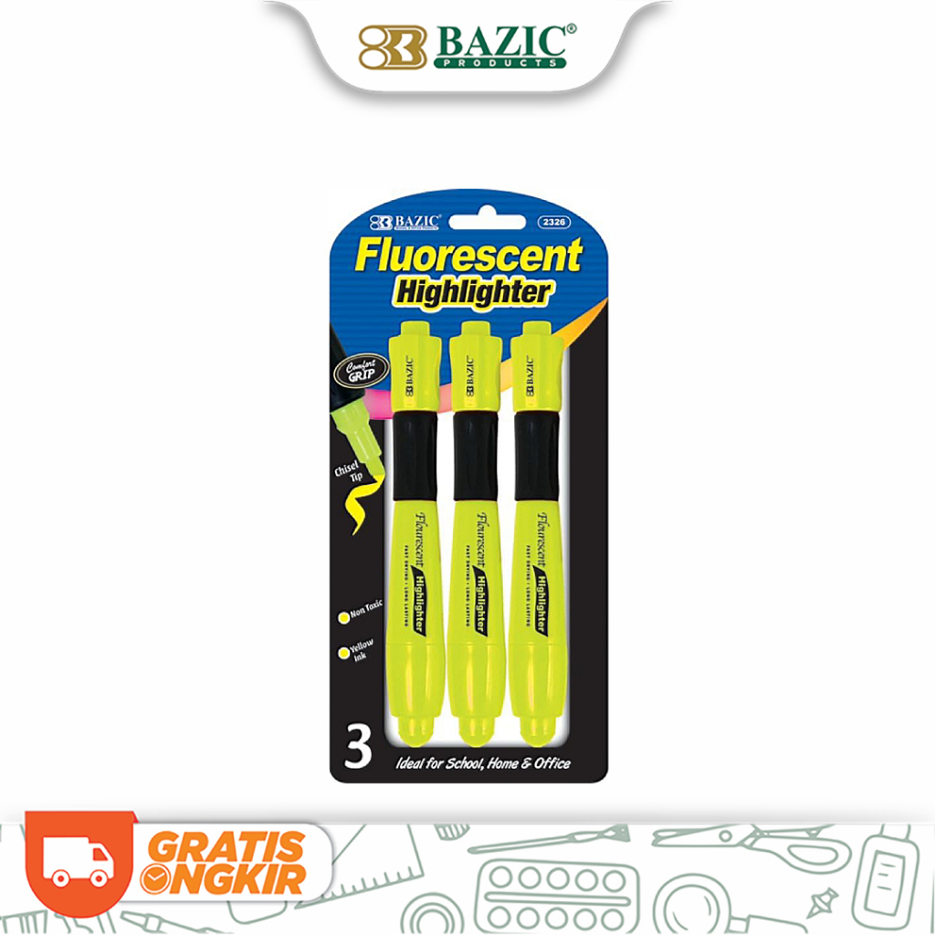 

Bazic Highlighter Yellow (Satuan) - Spidol Penanda Warna Kuning