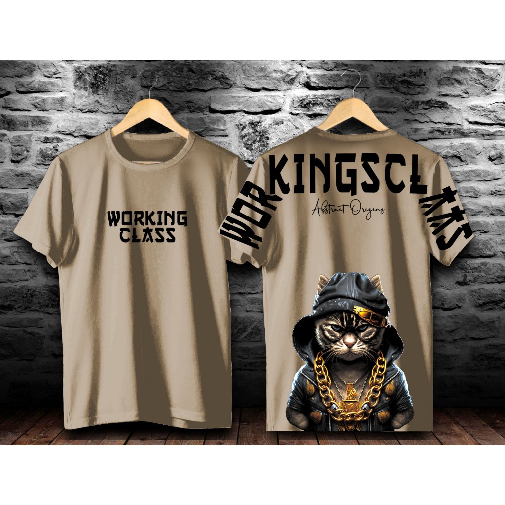 JNJ _ KAOS T-SHIRT ATASAN PRIA/ KAOS  PRIA KUCING KALUNG ABSTRACK CREAM TERBARU //KAOS JEPANG / BAJU