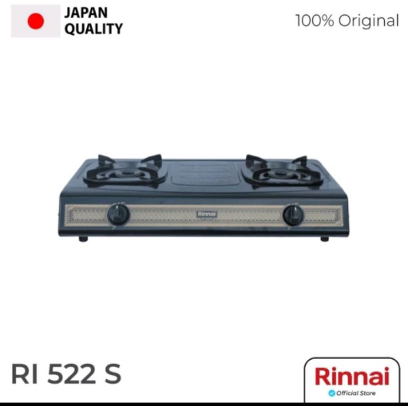 RINNAI Kompor Gas 2 Tungku RI-522S + Paket Regulator dan Selang / RI 522S
