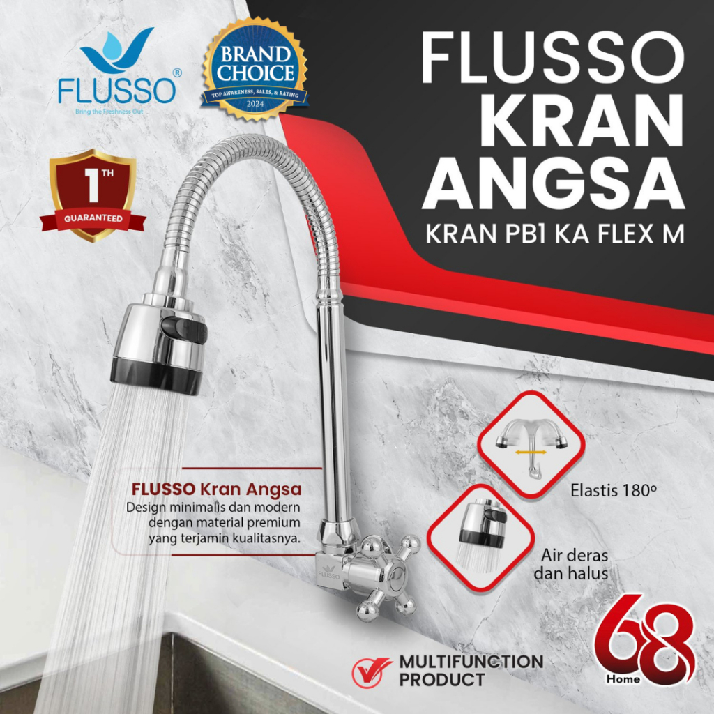 Kran Angsa Cuci Piring Flexibel FLUSSO Kran Wastafel Bergaransi FLUSSO 677