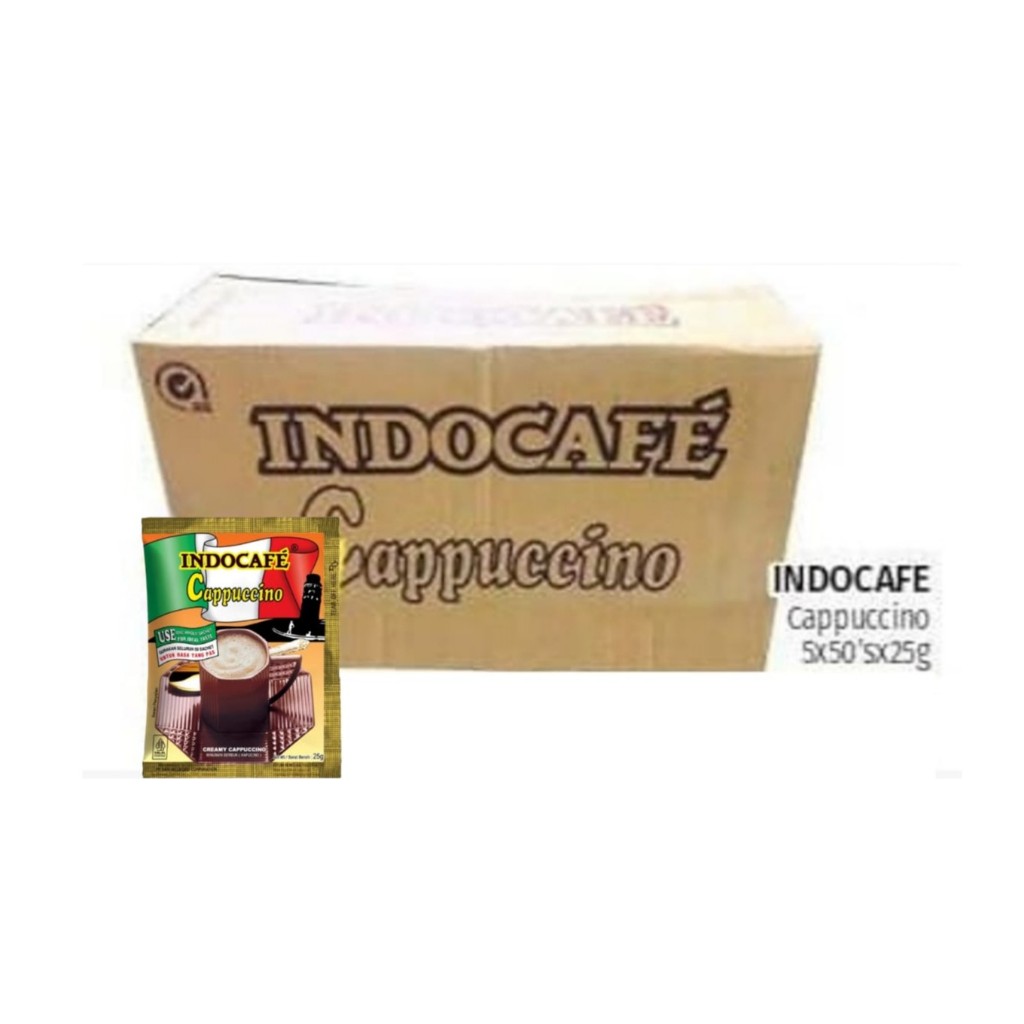 

Indocafe Cappuccino (250 sachet) 1 Karton / 25 Pack x 10 Sachet Per Dus