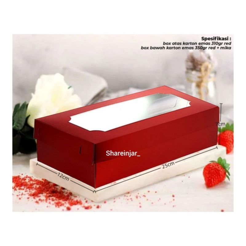 

Box Mika Kue Lapis-Kotak Roll Cake-Dus Bolu Gulung-Packaging Hampers Natal Imlek Lebaran 25x12x7cm