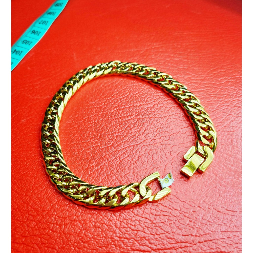 GELANG TANGAN RANTAI SISIK NAGA 1,2 CM SILVER & GOLD LAPIS EMAS 22 K. BESI PUTIH ASLI AMBON, TIDAK B
