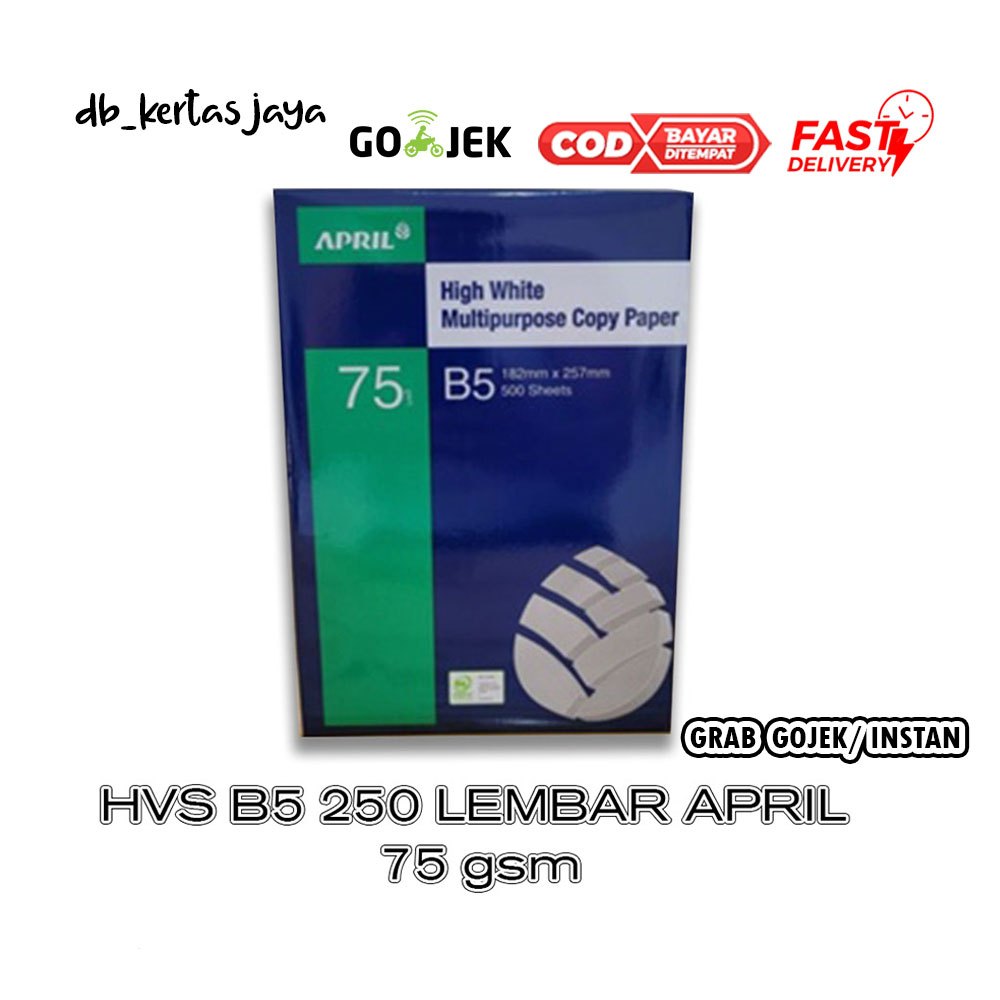 

Kertas HVS B5 75 gr April 250 lembar (High White Multipurpose Copy Paper)