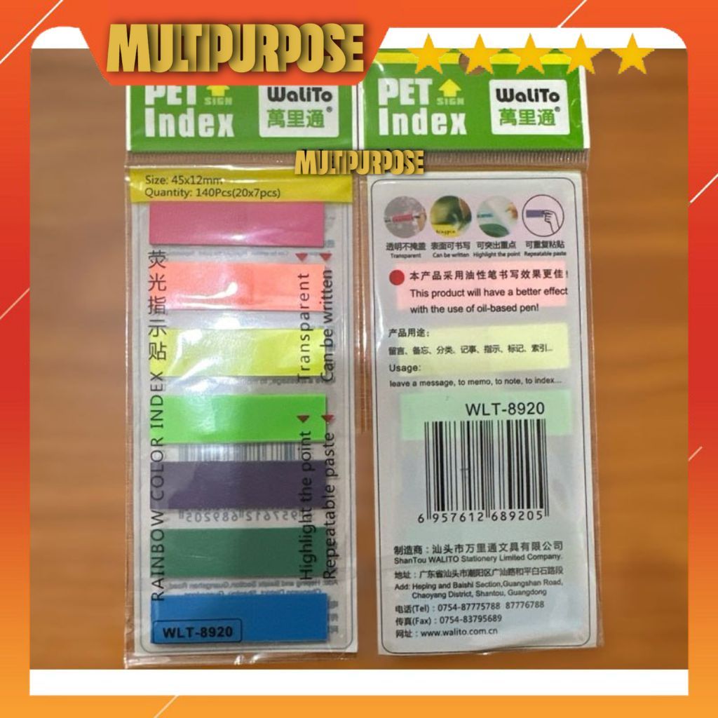 

STICK NOTE WALITO INDEX WLT-8920 TRANSPARAN
