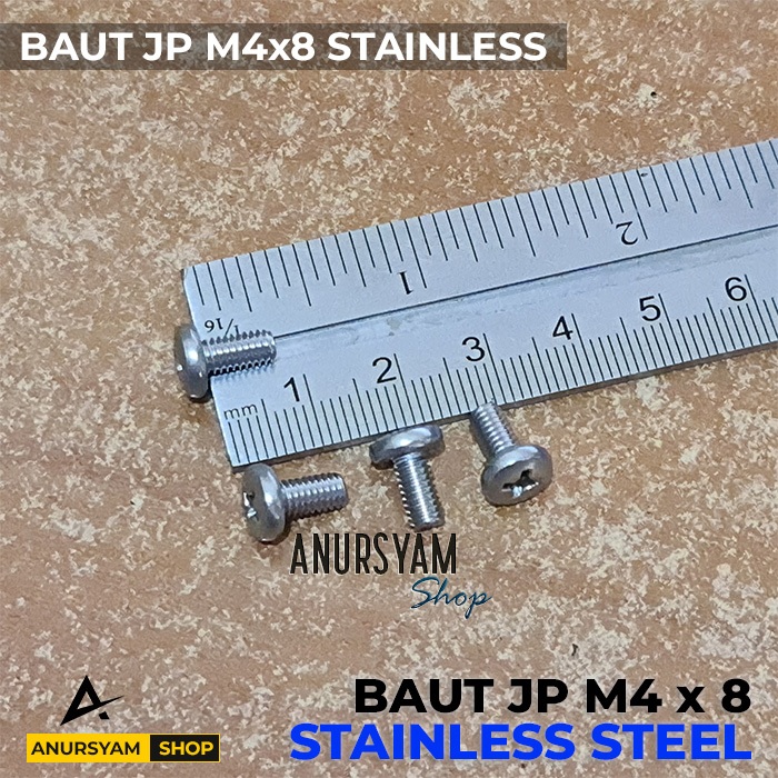 Baut JP M4x8 Stainless Steel | Baut M4 x 8 Stenliss