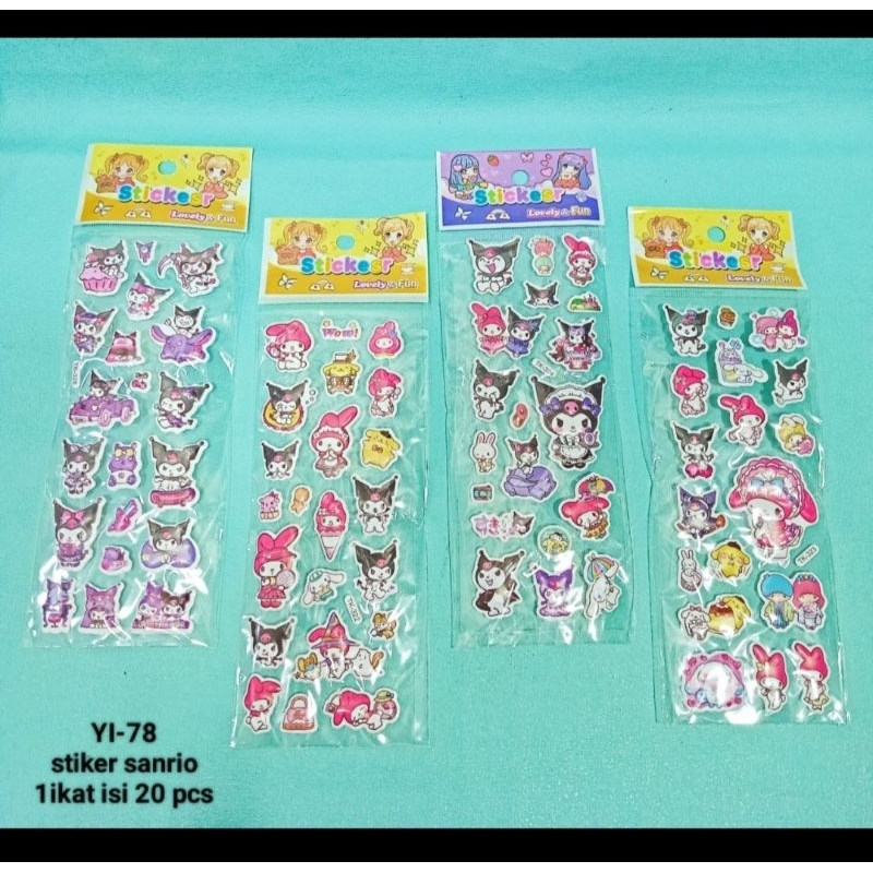 

20 pcs stiker Sanrio stiker tempel stiker kuromi tempelan karakter
