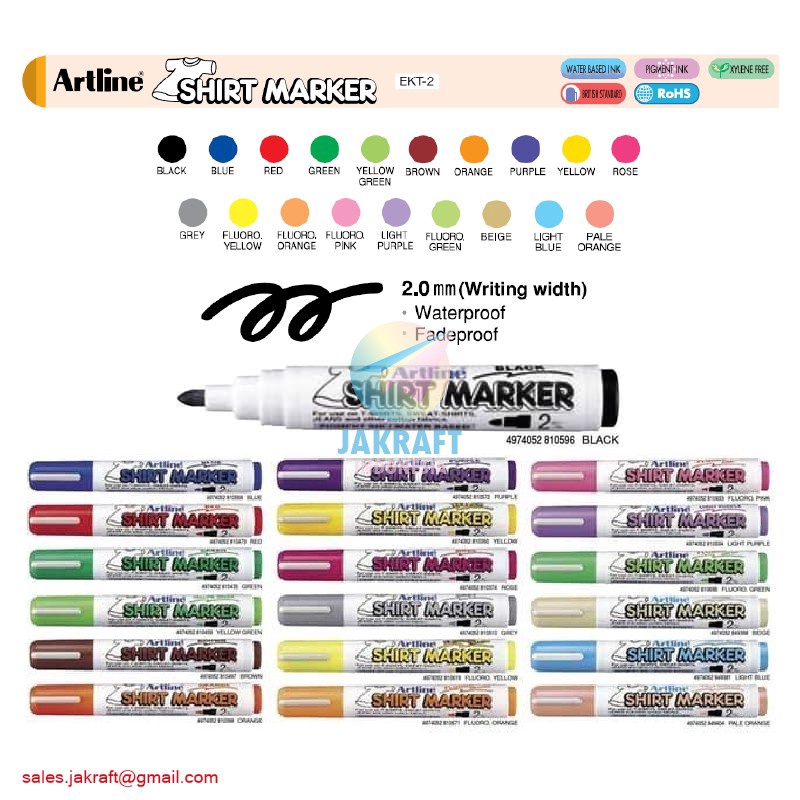 

TERBAIK 1 Pcs Spidol Kaos Baju Kain ARTLINE TShirt Marker EKT2 Anti Pudar Tahan Cuci Air Detergen Tidak Bisa Dihapus Segala Permukaan Textile