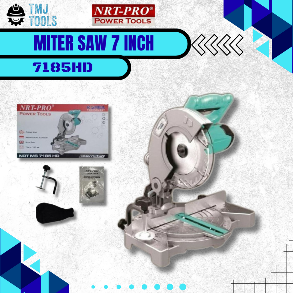 NRT Miter Saw 7 Inch MS7185HD Mesin  Gergaji Potong Kayu Aluminium Mitre Mitter Saw NRT PRO MS7185HD