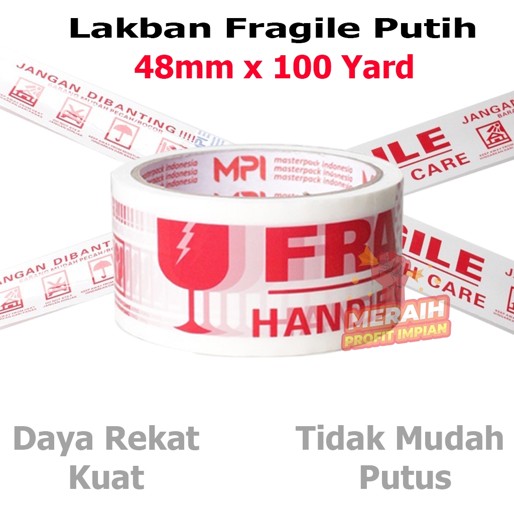 

1Pcs - Fragile Putih 48mm x 100 Yard - Handle With Care