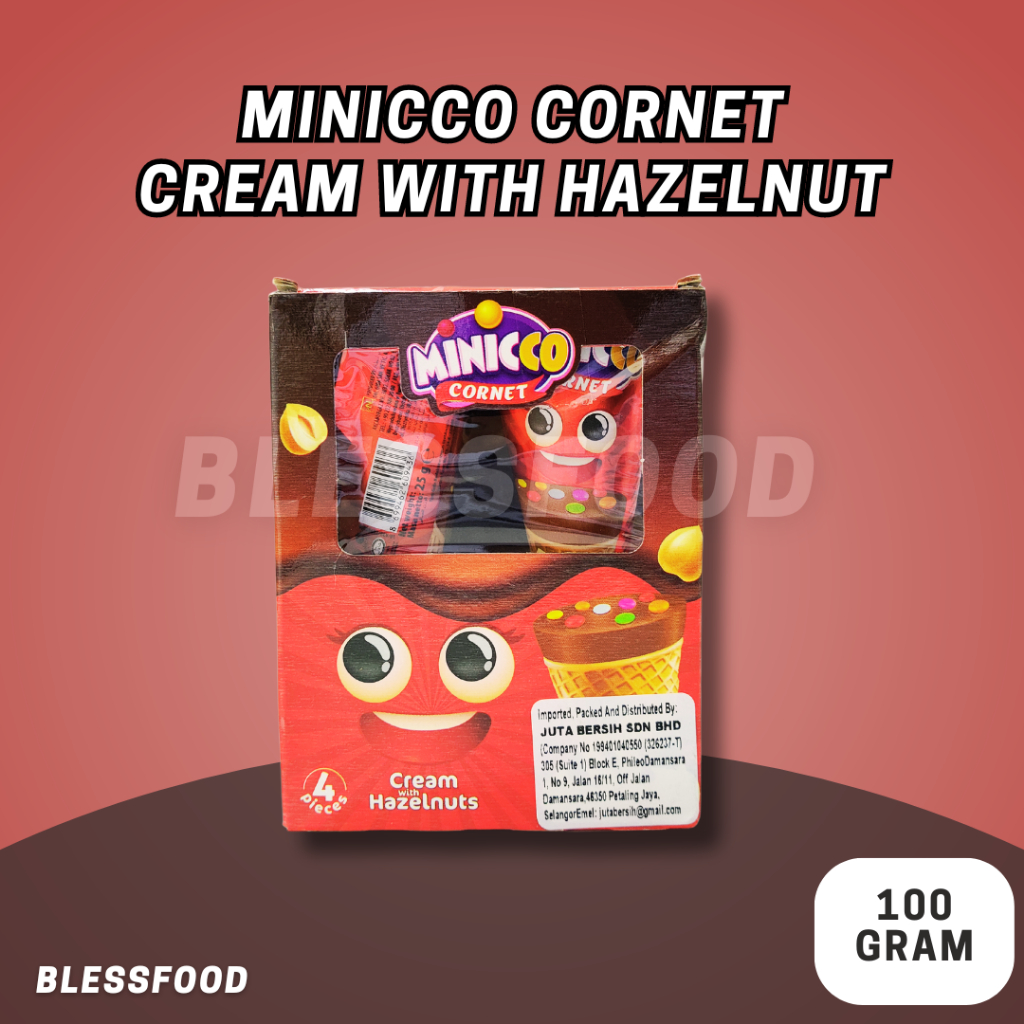 

ANL Minicco Cornet Hazelnut Biskuit Cokelat with Cone Ready Stock [Expired 2025] 100g
