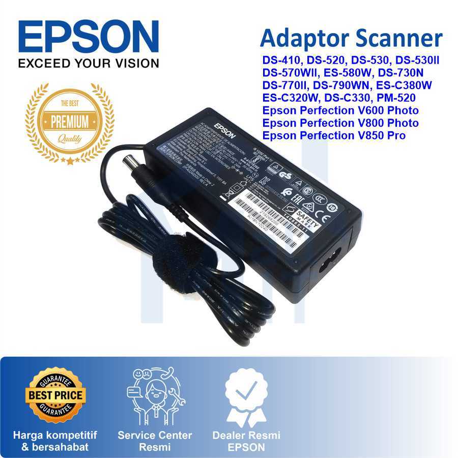 AC ADAPTOR EPSON SCANNER DS-410 DS-520 DS-530 DS-530II DS-570WII ES-580W DS-730N DS-770II DS-790WN E