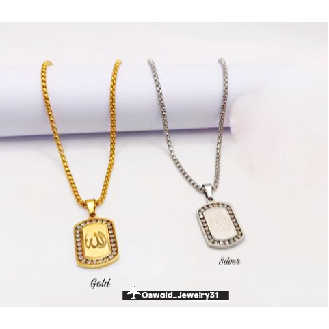 Kalung Keren Laki-laki/Wanita Bahan Titanium Accesoris Fashion Model Liontin segi Panjang bulat Lafa