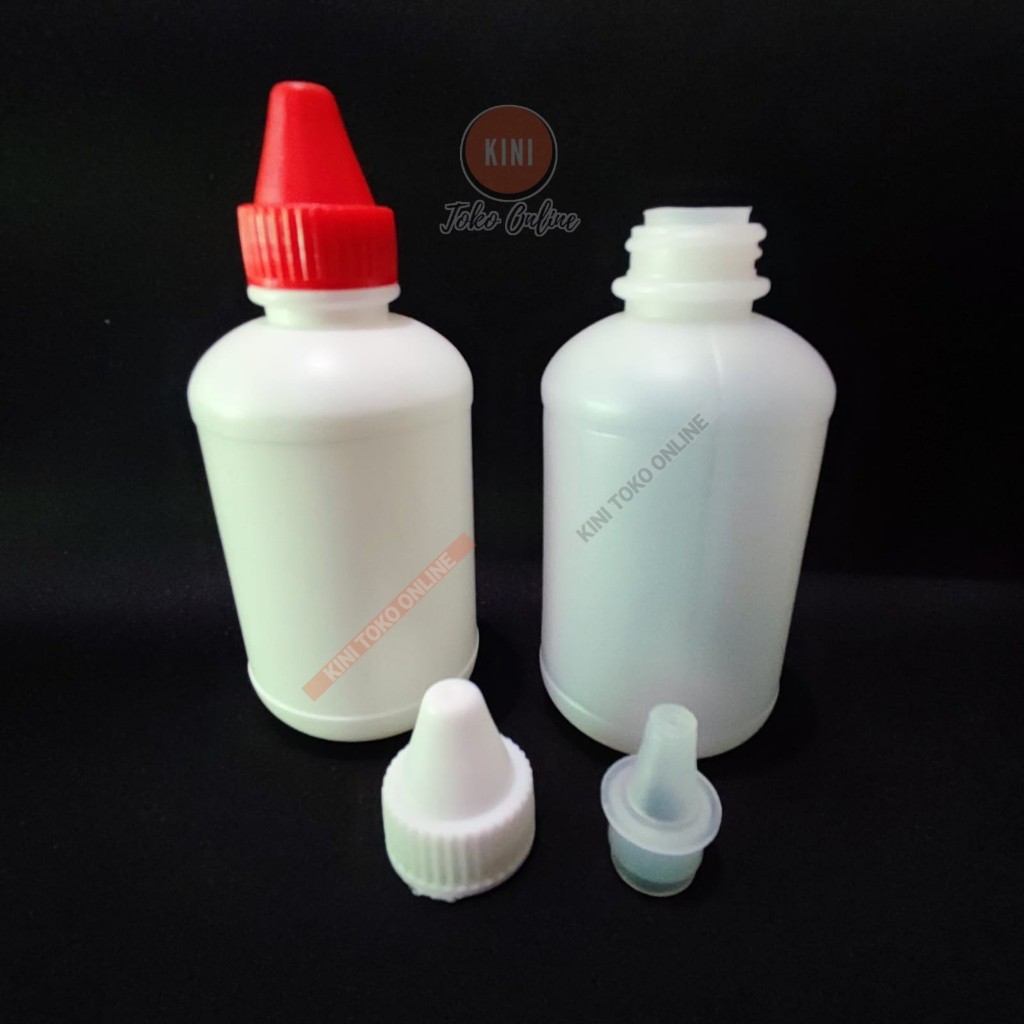 CC botol tetes 100 ml BOLONG LANCIP NON SEGEL plastik kosong putih natural  bening 100ml