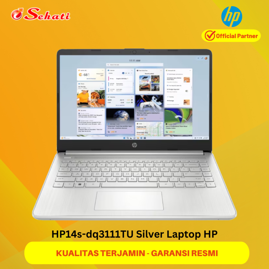 HP HP14s-dq3111TU Silver Laptop HP Intel® Celeron® N4500 Windows 11 Windows 11 Home Single Language
