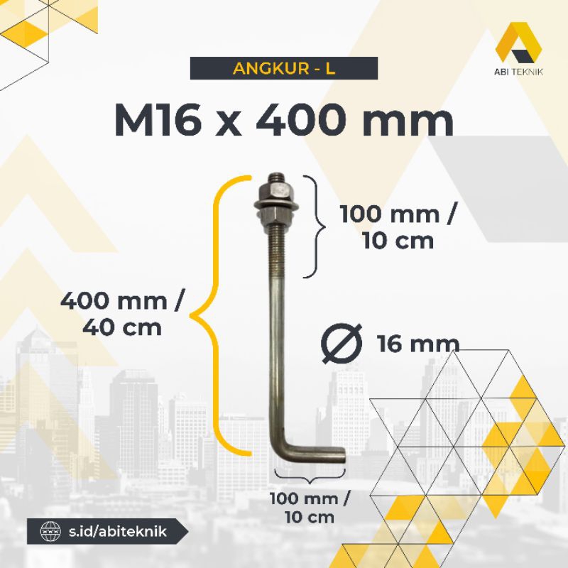 Anchor Bolt L / Baut Angkur L 5/8" / M16 x 400 mm