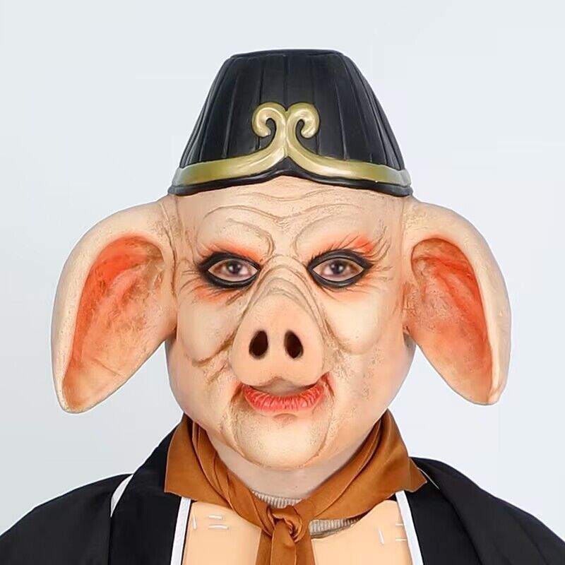 Topeng Halloween Cosplay Kepala Babi Lucu Topeng Latex Zhu Bajie Impor