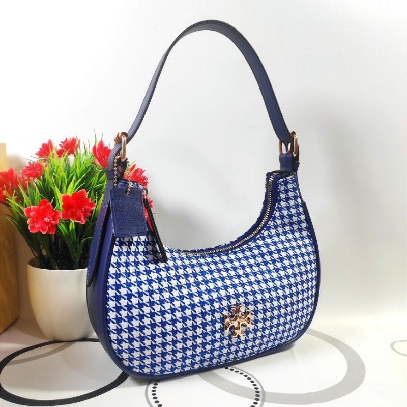 TORY BRUCHH HOBO RETRO HOUNDSTOOTH TAS WANITA KERJA HEALING BERGAYA