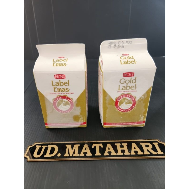 

Rich's Gold Label 500 GR/ Whipping Cream Cair/ Whipcream