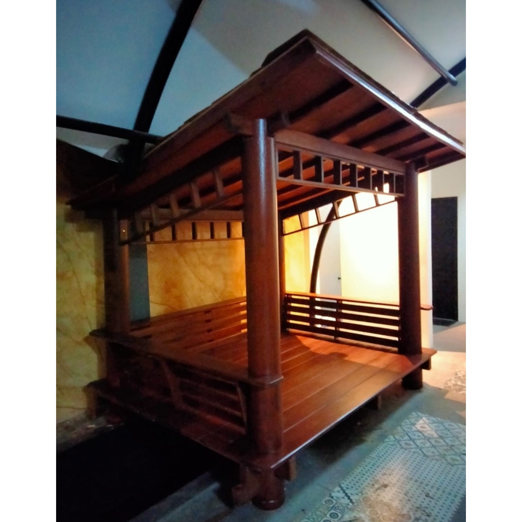 Gazebo Atap Sirap Desain Modern | Saung Taman Halte Kayu Kelapa | Rumah Kayu Joglo