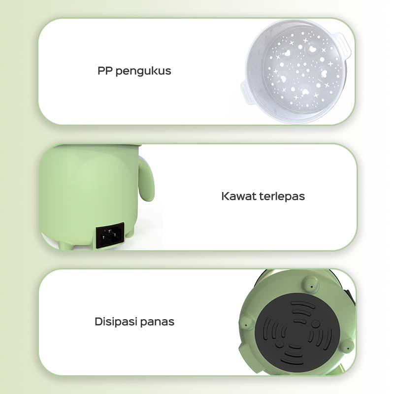 HAN RIVER Panci elektrik 2 in 1/ Panci listrik Multi 1.8L 600W