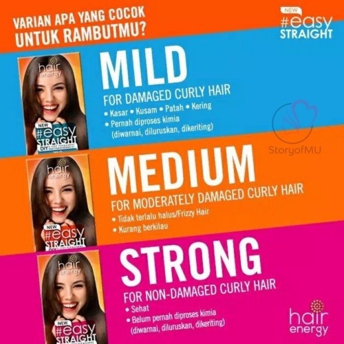 Makarizo (Sachet) Hair Energy Easy Straight Pelurus Rambut 80mLx2 (Medium, Strong, Mild])
