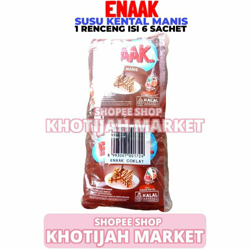 

Susu Kental Manis Enaak Coklat 1 Renceng Isi 6 Sachet 37 Gram