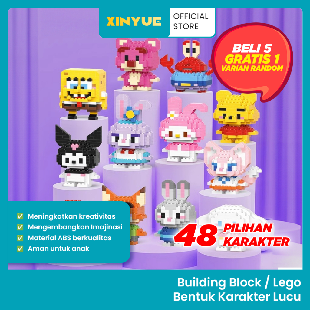 XinYue - Mainan Edukasi Bricks Block Mini Karakter Kartun - Nano Block - Balok Susun - Lego Mini