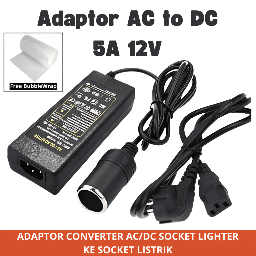 Adaptor 5A AC to DC 220V / Lighter Adaptor Converter 220V AC To 12V DC Lighter Socket Power / Univer