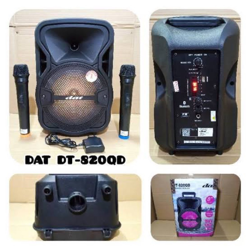 DAT DT 820 QD SPEAKER TROLLEY 8 INCH + 2 MIC Wireless / DAT DT820QD DAT 820 QD DAT DT 820 QD DAT SPE