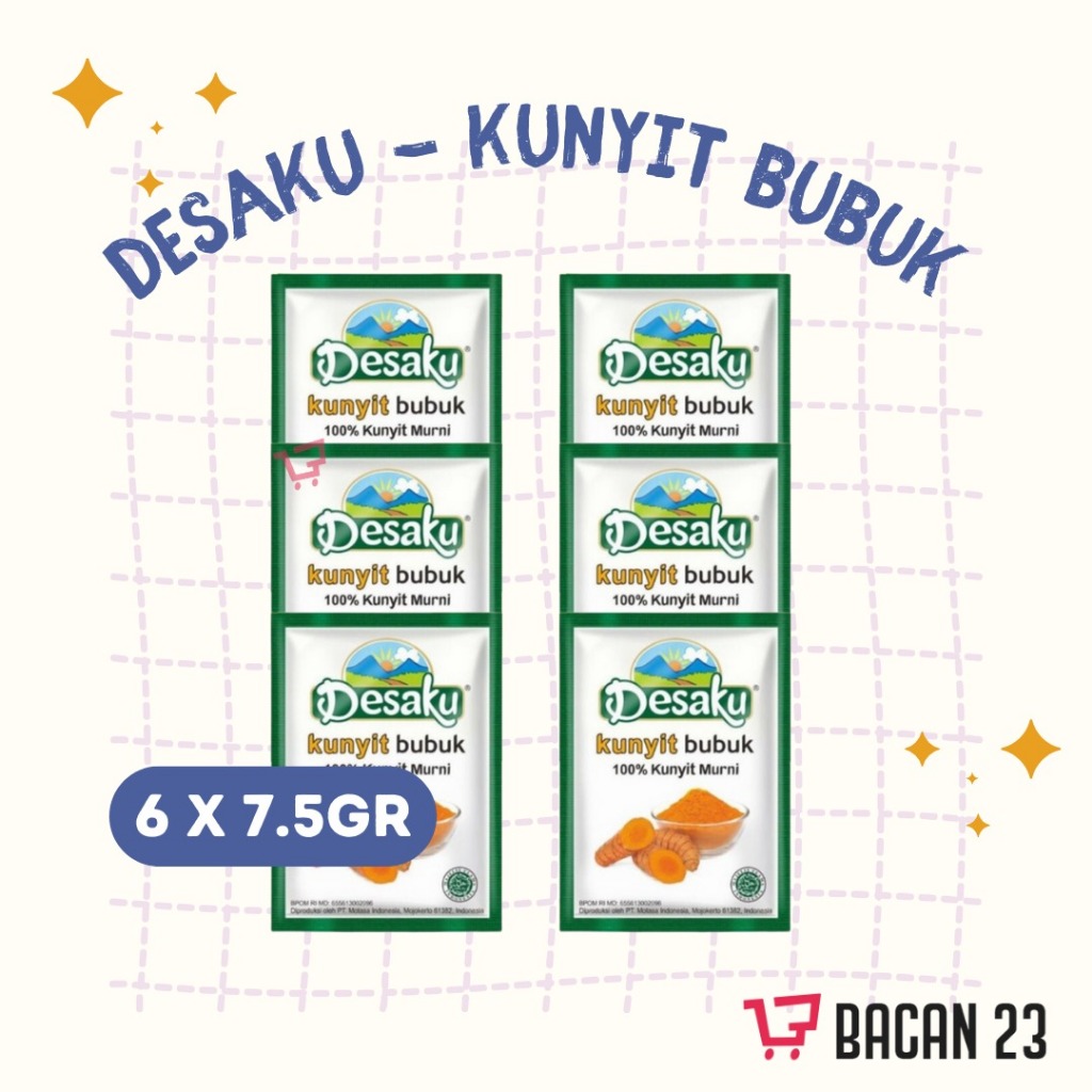 

Desaku Kunyit Bubuk 100% Murni (6 pcs x 7,5 Gr) / Bumbu Dapur Alami / Kunyit Murni