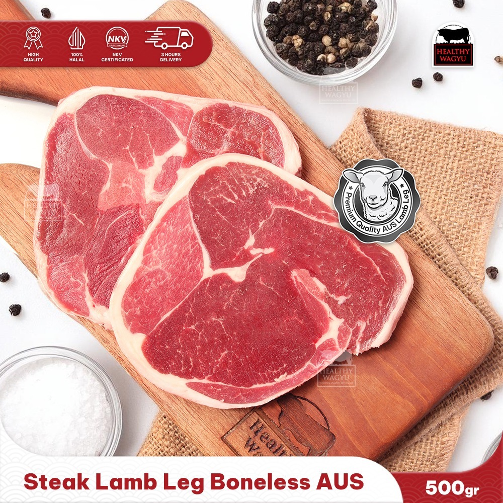 

Lamb Leg Steak Daging Paha Kambing Muda Domba Import Australia Halal 500gr Healthy Wagyu