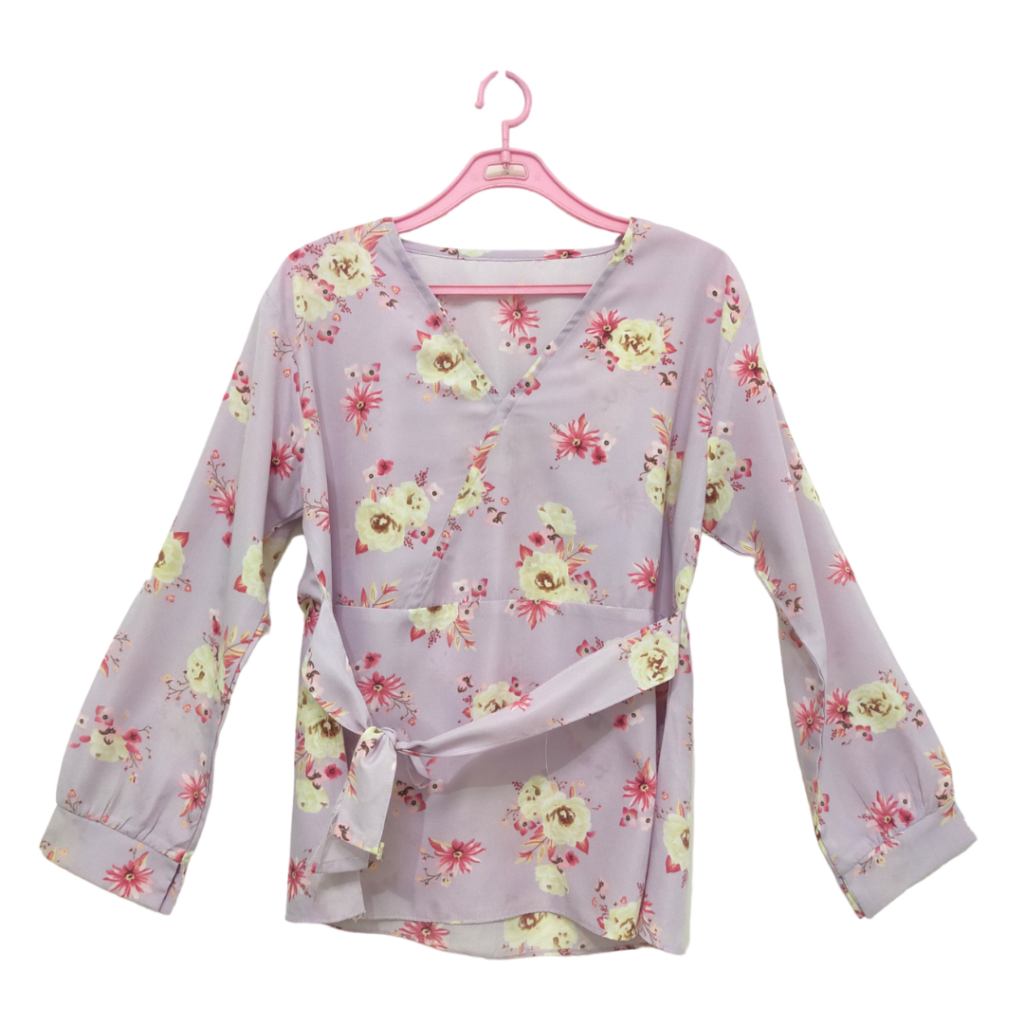 [Preloved Blouse] Lilac Kimono Blouse | Atasan Bunga-Bunga