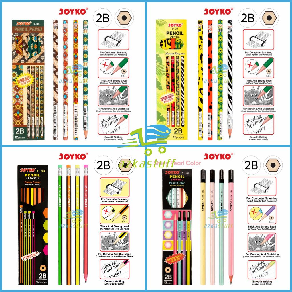 

Pensil 2B Joyko Motif - Pensil joyko motif batik, neon, pastel