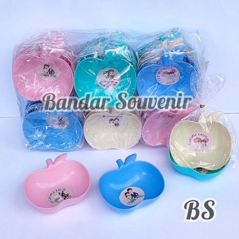 Isi 50 Souvenir Mangkok Apel Sudah Dibungkus Plastik Gratis Kartu Thanks