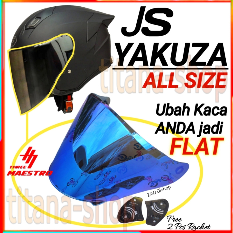 JS YAKUZA kaca helm datar venom / flat visor open venom js yakuza