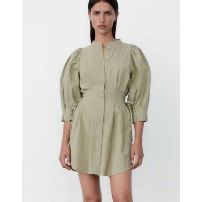 zara sage green dress
