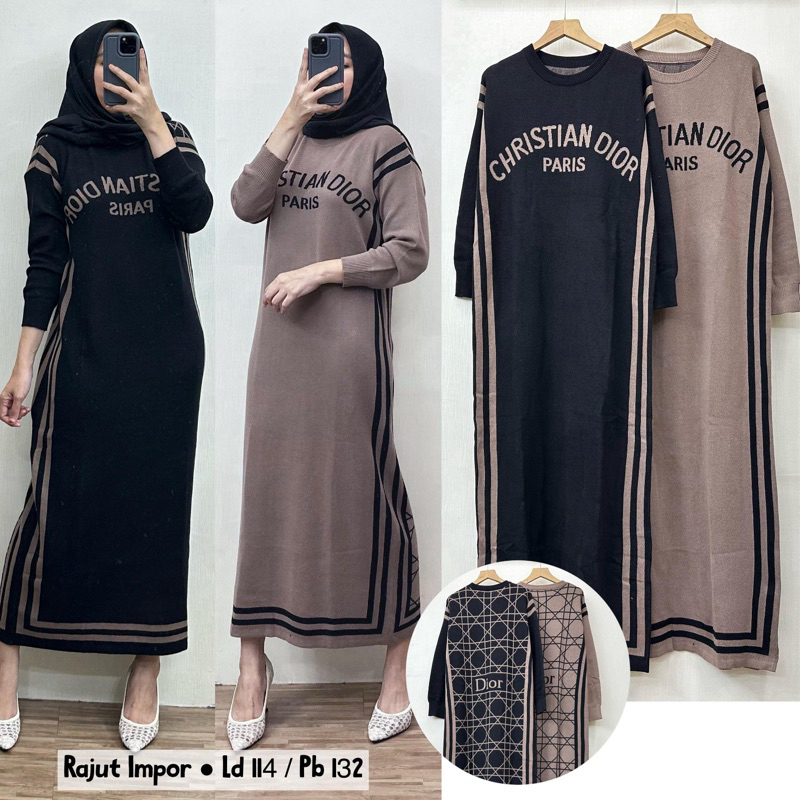 maxy dress rajut import premium gamis rajut import premium