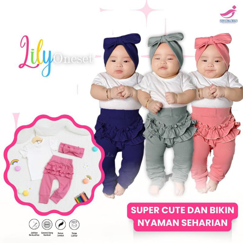 lily one set baju anak perempuan cantik baju bayi one set baju anak bayi perempuan usia 0 bulan - 1,